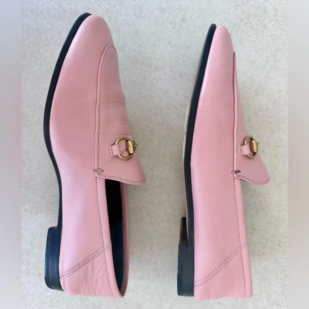 Gucci Brixton Horsebit Loafer Pink Leather Driving Flat Mule Jordaan EU 37 US 7 - Picture 12 of 13